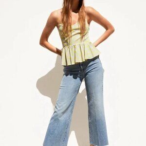 Zara polka dot bustier peplum top